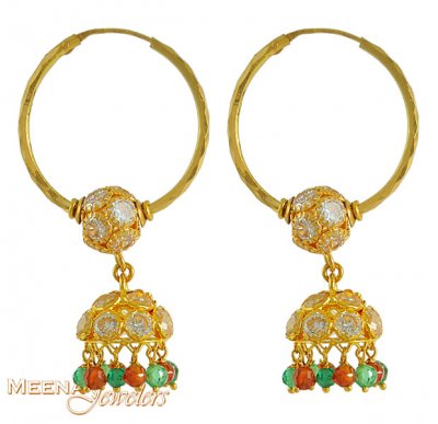 22Kt Gold Chandelier Hoops ( Hoop Earrings )