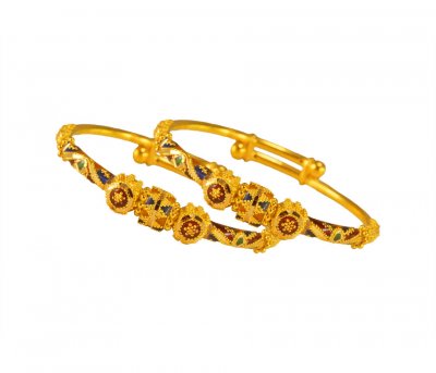 22K Gold Meenakari Kids Kada ( Baby Bangles )