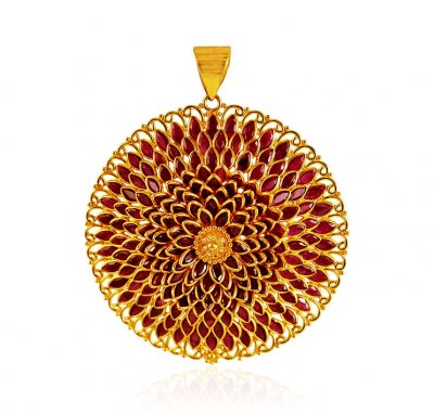 22K Gold Designer Ruby Pendant ( Fancy Pendants )