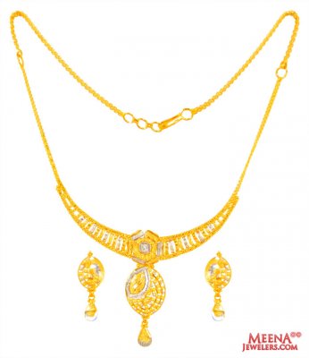 22 Karat Gold 2 Tone Necklace Set ( Light Sets )