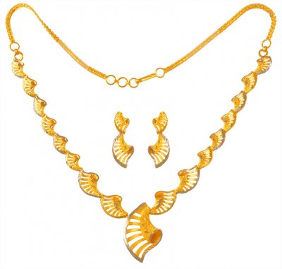 22 Kt Gold 2 Tone Necklace Set ( Light Sets )