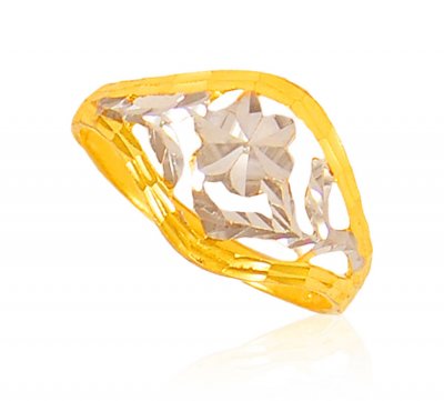 22 Karat Gold Two Tone Ring ( Ladies Gold Ring )