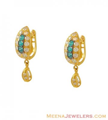 22k Colored CZ Clip Ons ( Clip On Earrings )