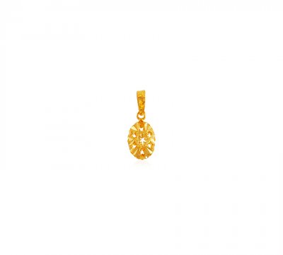 22K Gold Oval Pendant with Cutwork ( Fancy Pendants )