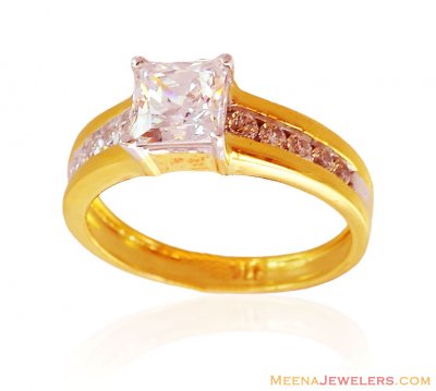 22k Gold CZ Solitaire Ring ( Ladies Signity Rings )