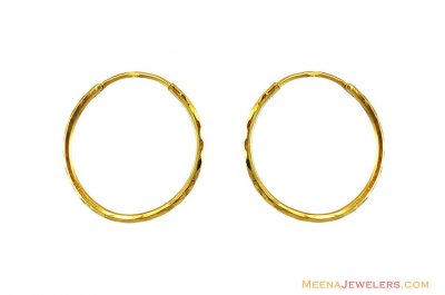22K Yellow Gold  Plain Hoops ( Hoop Earrings )