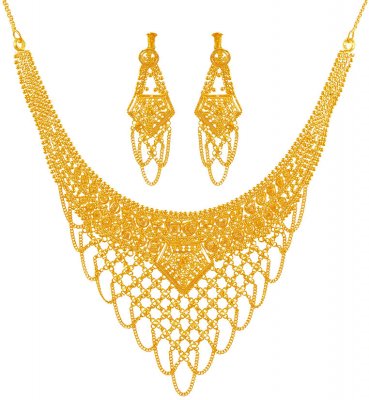 22K Gold Designer Necklace Set ( 22 Kt Gold Sets )