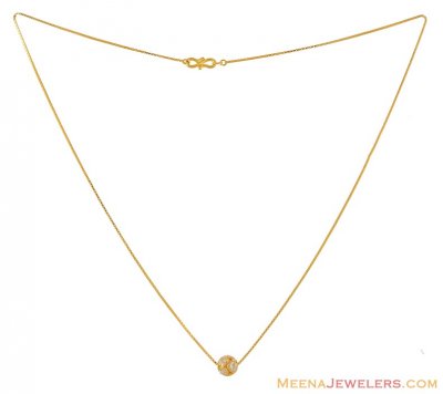 22kt Chain (Sliding CZ Ball) ( Necklace with Stones )