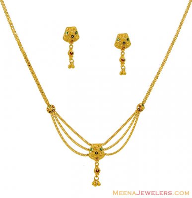 22k Meenakari Necklace Set  ( Light Sets )