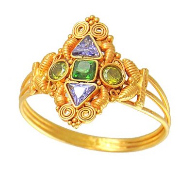 Gold Ring ( CZ studded) ( Ladies Gold Ring )