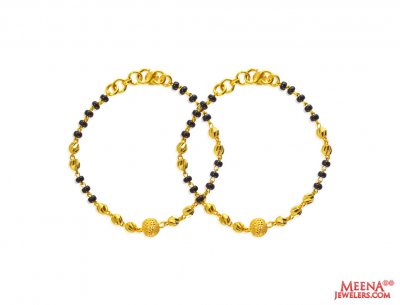 22K Black Beads Bracelet(2pcs) ( Black Bead Bracelets )