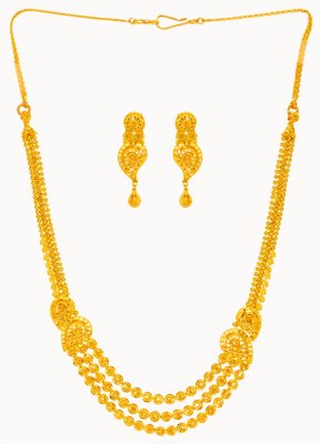 22K Gold Layered Necklace Set ( 22 Kt Gold Sets )