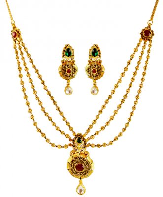 22K Gold Layered Antique Set ( Antique Necklace Sets )