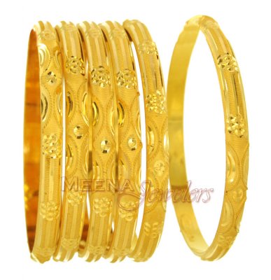 22Kt Gold Handmade Bangles  ( Set of Bangles )