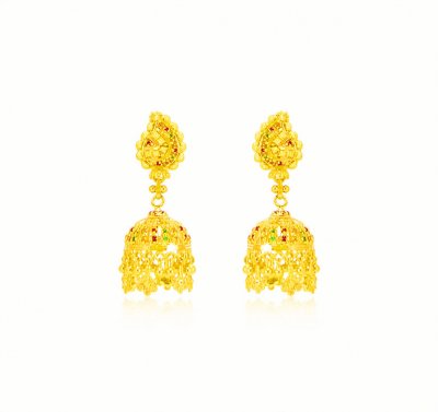 22 Kt Gold Jhumki Earrings ( 22Kt Gold Fancy Earrings )