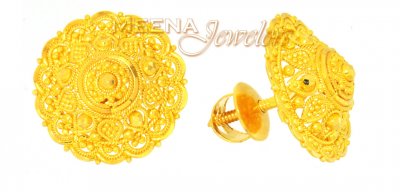 22Karat Gold Earrings with Filigree  ( 22 Kt Gold Tops )