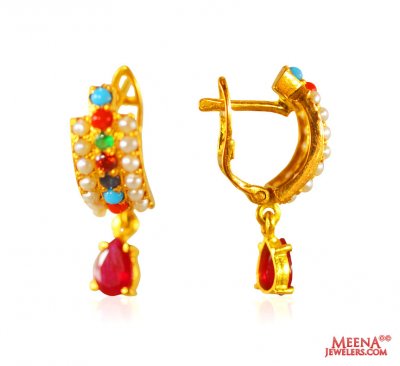 Designer 22K Precious Stone Earring ( Precious Stone Earrings )