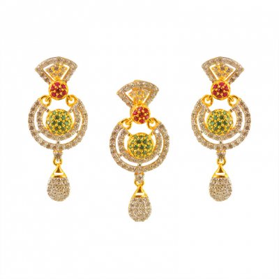 22k Gold Precious Stone Pendant Set ( Precious Stone Pendant Sets )