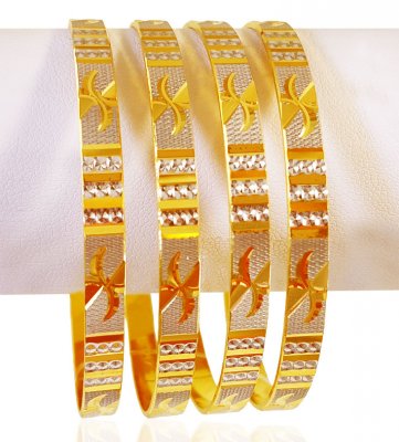 22K Gold TwoTone Bangle Set(4 pcs) ( Two Tone Bangles )