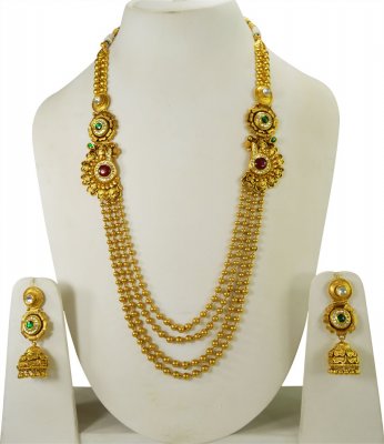 22K Gold Layered Necklace Set ( Bridal Necklace Sets )