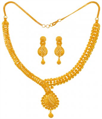 Gold Necklace And Earring Set ( 22 Kt Gold Sets )