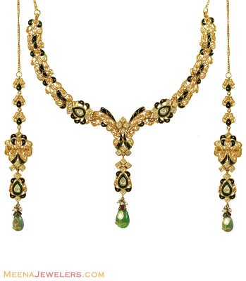 22K Gold Antique Necklace Set ( Antique Necklace Sets )