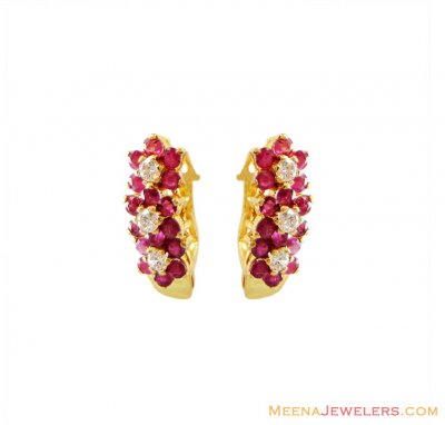 Gold CZ Earring 22K ( Precious Stone Earrings )