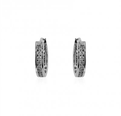 18Kt White Gold Diamond Earrings ( Diamond Earrings )