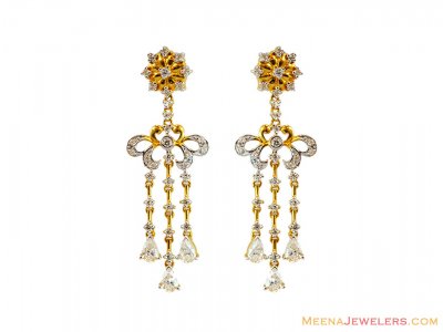 Floral Designed Two Tone Earrings  ( Exquisite Earrings )