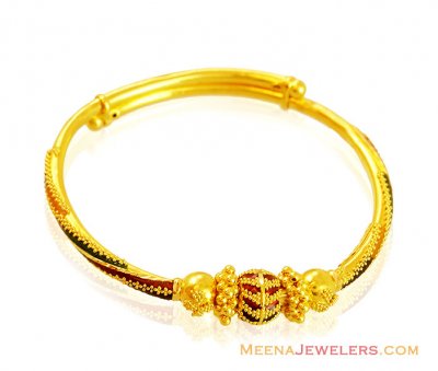 22K Designer Meena Baby Bangle ( Baby Bangles )