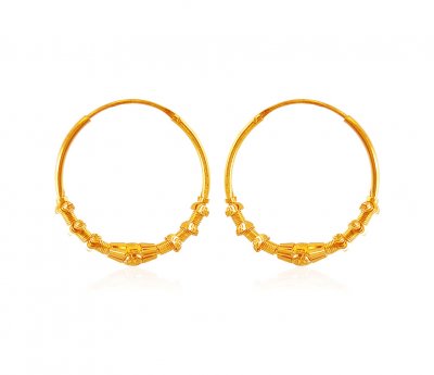 22K Gold Bali Earrings ( Hoop Earrings )