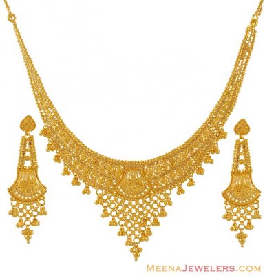 22K Gold Fancy Necklace Set ( 22 Kt Gold Sets )