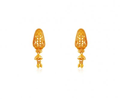 Fancy Filigree Earrings 22K ( 22 Kt Gold Tops )