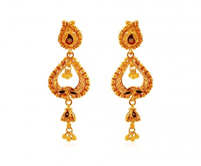 22kt Gold Filigree Earrings ( 22Kt Gold Fancy Earrings )