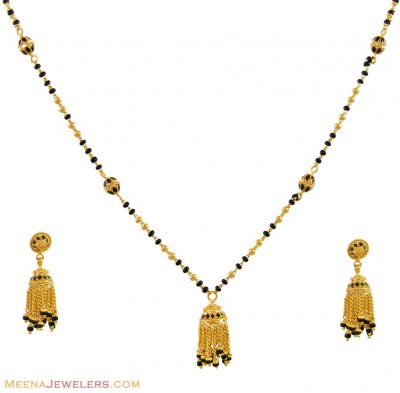 Gold Mangalsutra and Earrings Set ( Gold Mangalsutra Sets )