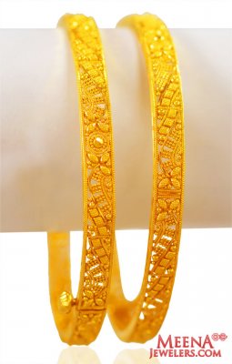 22k Gold Filigree Bangles (2 pcs) ( Gold Bangles )