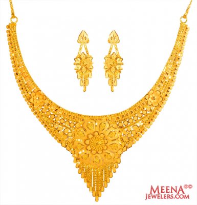 22 Karat Gold Necklace Earring Set ( 22 Kt Gold Sets )