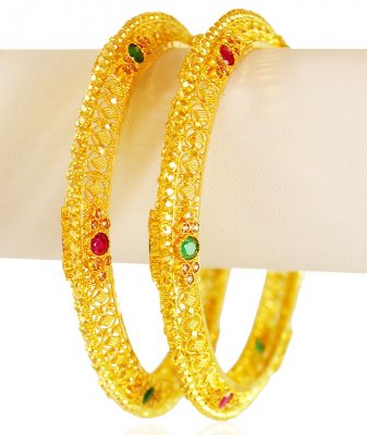 22Kt Gold Precious Stone Kada ( Kadas )