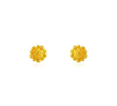 22K Gold Round Studs ( 22 Kt Gold Tops )