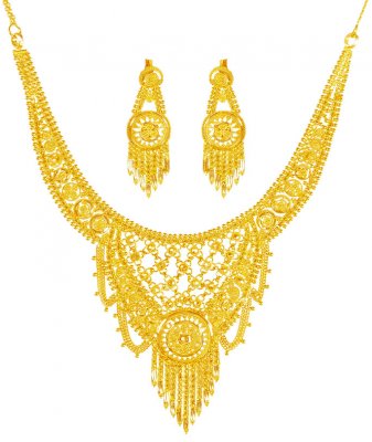 22k Gold Necklace and Earring Set ( 22 Kt Gold Sets )