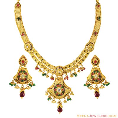 22K Stones Necklace Set ( 22 Kt Gold Sets )