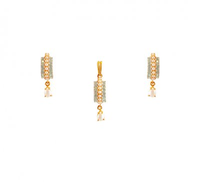 22K Gold Pearl Pendant Set ( Precious Stone Pendant Sets )