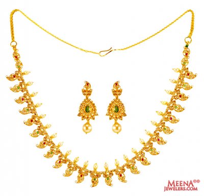 Uncut Diamond Necklace Set 22K ( Diamond Necklace Sets )