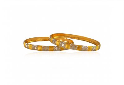 22k Gold Two Tone Baby Bangle ( Baby Bangles )