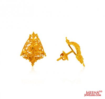 22K Gold Earrings ( 22 Kt Gold Tops )