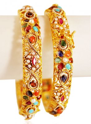 22k Gold  Antique kada( 2pcs) ( Antique Bangles )