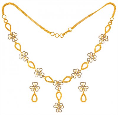 22K Gold Two Tone Necklace Set  ( Light Sets )