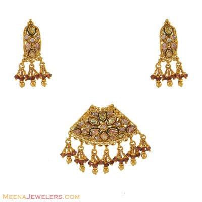 22K Gold Pendant Set ( Antique Pendant Sets )