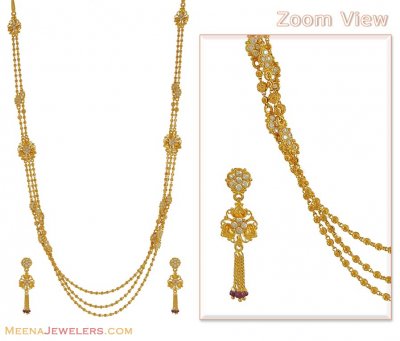 22K Fancy Layered Necklace Set ( Bridal Necklace Sets )