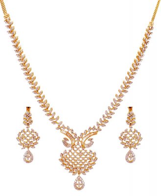 18K Fancy Diamond Necklace Set ( Diamond Necklace Sets )